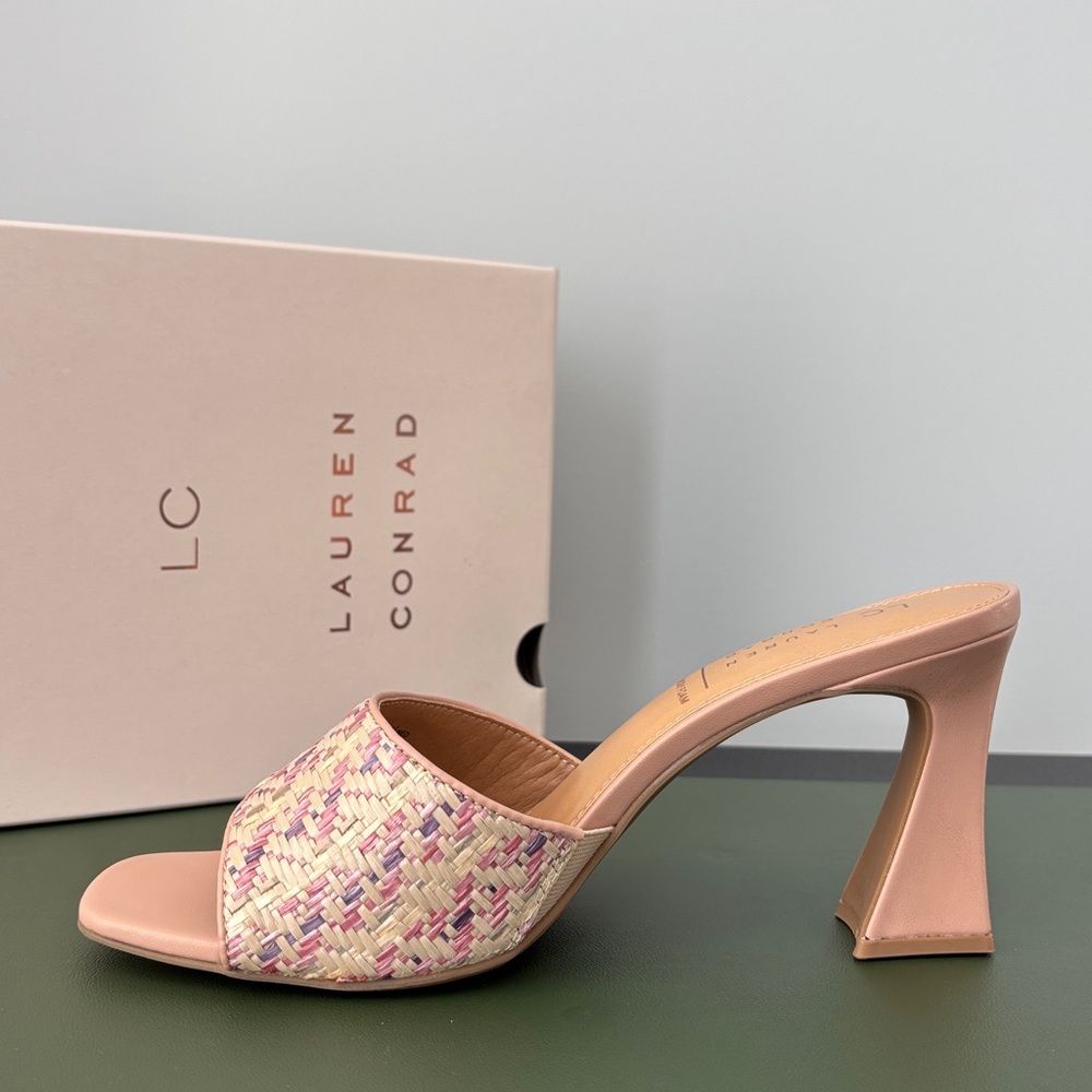 LC Lauren Conrad Women's Pink Woven Heeled Sandals - Picture 5 of 12